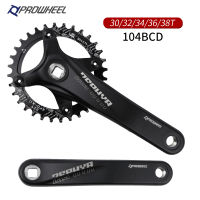 Prowheel 104BCD MTB จานหน้าสี่เหลี่ยมแบบเจาะ,ใช้งานร่วมกับวงแหวนโซ่เดี่ยวและคู่30T/32T/34T/36T/38T 170/175มม. แกนหมุนจักรยานเสือภูเขา