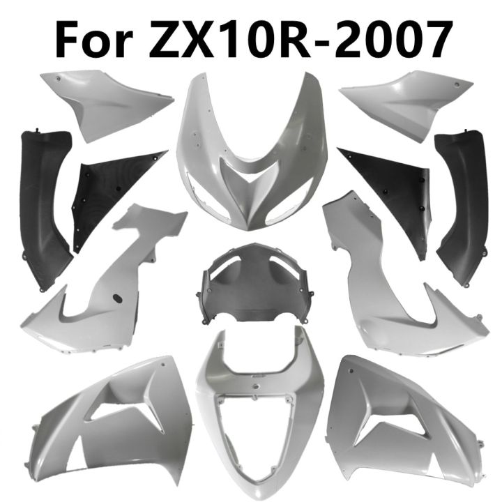 ชิ้นส่วนพลาสติกแฟริ่งแบบไม่ทาสีสำหรับ-zx10r-คาวาซากิ2007ขึ้นรูปตัวเครื่องการฉีดขึ้นรูปด้านซ้ายและขวา-abs