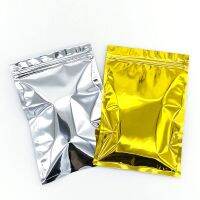 100pcs Gold Aluminium Foil Ziplock Bag Silver Reclosable Aluminized Mylar Plastic Pouches Zipper self-sealed Food/Tea Packaing Food Storage Dispensers