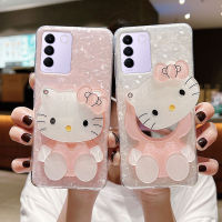 เคส Vivo V29 5G กับแฟชั่นน่ารักลูกแมวกระจกแต่งหน้าเจลลี่โปร่งใสแข็งเคสโทรศัพท์ Vivo V29 5G เคสสำหรับผู้หญิง