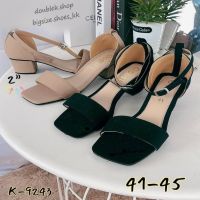 BigSize 41-45...ส้นสูง 2 นิ้ว หน้าตัด รัดข้อ หนังนูบัค...พร้อมส่ง