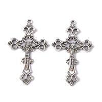 10pc  Tibetan Style Alloy Pendants For Easter Crucifix Cross Pendant Antique Silver Lead Free and Cadmium Free 43.5x26x3mm Hole: 2mm