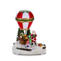 Christmas Snow House Village Glowing Music Hot Air Balloon Santa Claus Christmas Decorations Ornaments for Kids