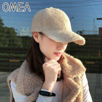 OMEA Lambs Wool เบสบอลหมวกผู้หญิง Curly Teddy Hair Snapback หมวกสีชมพูหมวกปรับ Visor หมวกฤดูหนาว Suede หมวกแฟชั่น