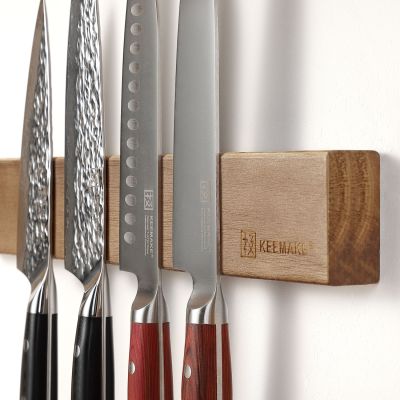 KEEMAKE Magnetic Knife Holder for Kitchen Knives Magnet Knife Hanger for Wall Acacia Wood Block Magnetic Strip Aaccessories