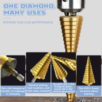 HSS Spiral Grooved Step Drill Bit 4-12/20/32mm Wood Drill Bit Set Carbide Mini Drill Accessories Titanium Cone Drills for Metal