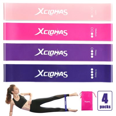 【cw】 4 Levels Resistance Exercise Bands 10 40lbs for Pilates Workout  Training Elastic Loops Pink