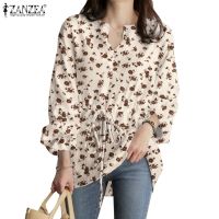 COD DSFERTRETRE ZANZEA Women Korean Style Long Sleeve Loose Casual Fashion Printing Blouse