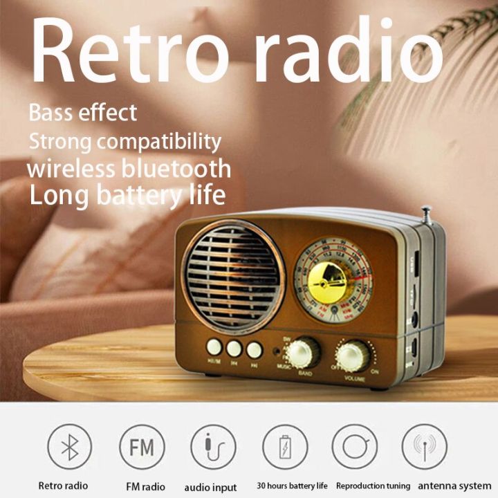 Potable Retro Radio Wireless bluetooth HIFI Speaker Stereo Headset