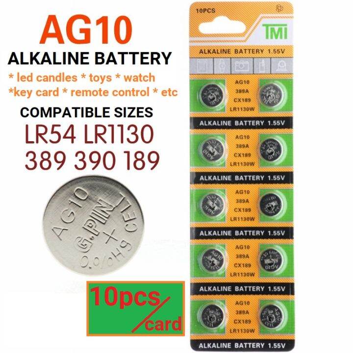 1.55V AG10 Button Battery LR1130 Alkaline Battery for Watch Toys Remote Control LED Candles