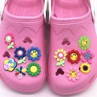 1Pcs Colorful Shoe Flowers Little Flower Shoe Charm DIY Shoe Buckle Accessories For Wristband Kid Croz X-mas Girl Gift