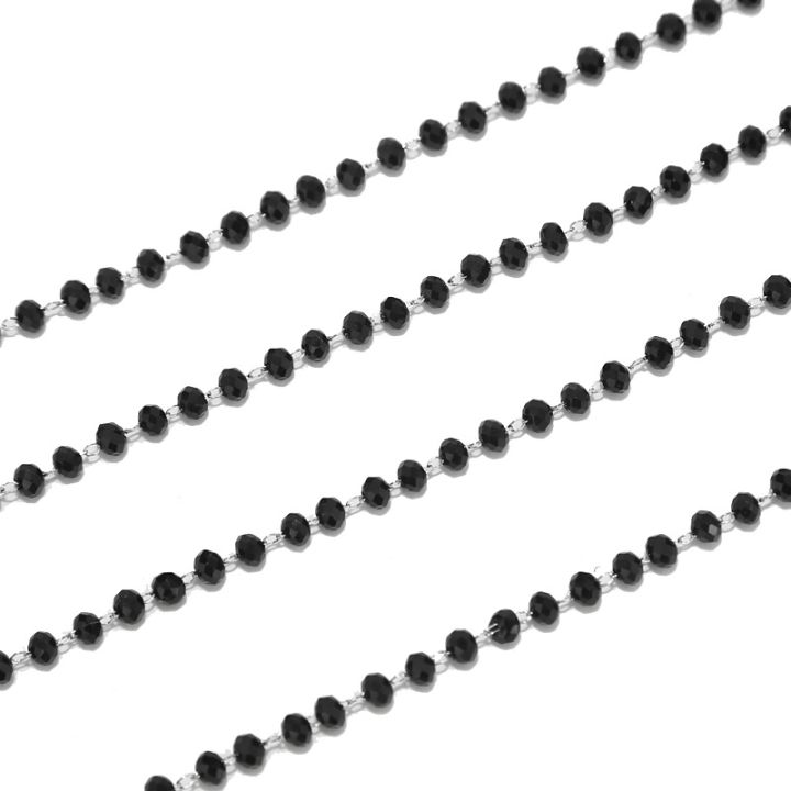 new-stainless-steel-link-chain-with-black-crystal-glass-beads-for-diy-craft-jewelry-making-3mm