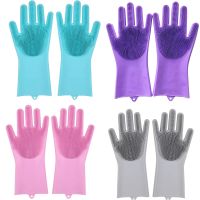 Dishwashing Cleaning Gloves Silicone Rubber Sponge Glove Household Scrubber Kitchen Clean Tools Dropshipping Kitchen