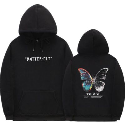 Men Hip Hop Sweatshirt Hoodie Color Butterfly Streetwear Harajuku Pullover Hoodie Cotton Fleece Winter Autumn Hoodie