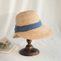 Spring And Summer New Raffia Grass Rear Edge Bowknot Straw Hat Female Foldable Beach Sun Hat Big Eaves Sunscreen Bucket Hats