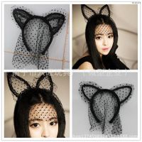 ? COS hair band Fashion people cat collar nightclub han edition veil ACTS the role of black lace veils ear head hoop girl