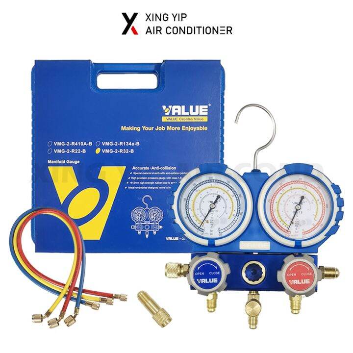 Valve High Pressure Dual Manifold Gauge Tool Set / Alat Meter Gas Air