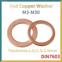 ♙◈ Boat Red Brass Copper Crush Sealing Washer Flat Seal Ring Gasket DIN7603 M3 M4 M5 M6 M8 M10 M12 M14 M16 M18 M20 M22 M24 M27 M30