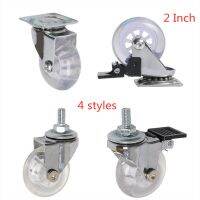 4 Pcs/Lot 2 Inch Casters Pu Transparent Crystal Wheel With Brake Furniture Universal Multi Specification Cabinet Pull