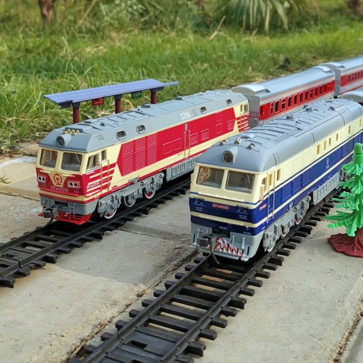 dongfeng-โมเดลรถไฟขบวนของเล่นรางรถไฟของเล่นสำหรับเด็กจำลองยาวมากสีเขียวไอน้ำจากประเทศจีน