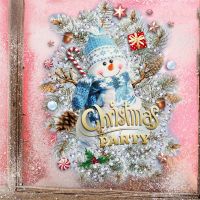 【cw】 Zollor ChristmasSnowmanWall Sticker Glass Windowroom Bedroom Background WallDecoration Stickers 【hot】