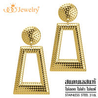 555jewelry ต่างหูสแตนเลสสตีลแท้ ดีไซน์แฟชั่น ลายจุด รูป สี่เหลี่ยม รุ่น MNC-ER1315 (ER68)