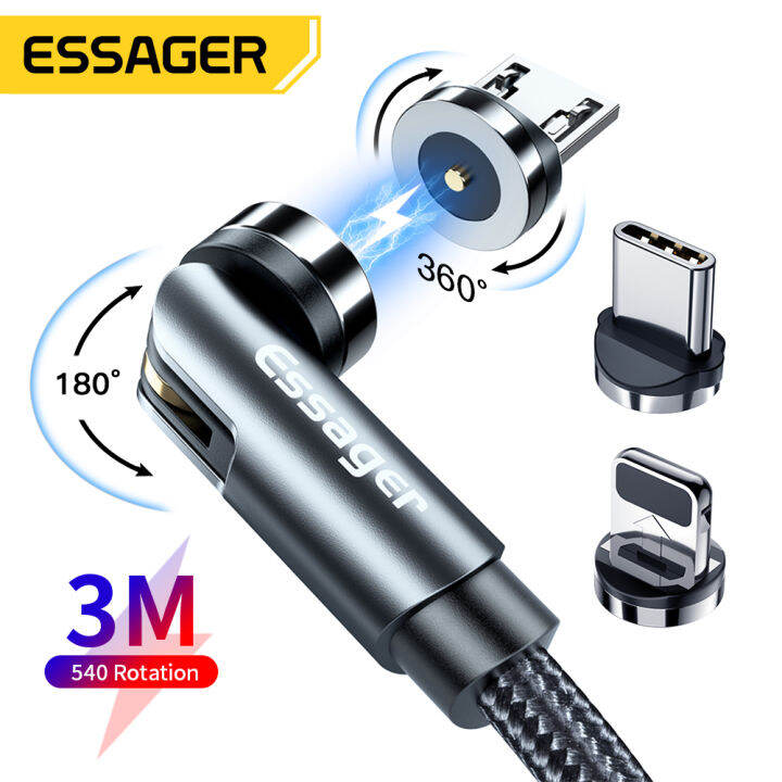 Essager 540 Rotate Magnetic Cable Micro USB Type C Cable For iPhone
