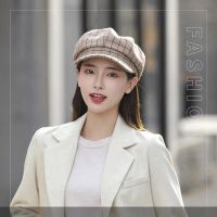 Foux Newsboy Caps Women Autumn Spring Winter Retro Plaid Adjustable Octagonal Baker Boy Painter Hat Japanese Style New Fashion