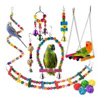 12Pcs Bird Parrot Toys Cage Toys Hammock Swing Hanging Bell and Chewing Toys for Parakeets Cockatiels,Macaws, Finches