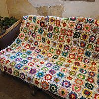 handmade crochet afghan blanket original Hand hooked crochet blanket cushion felt bay window banket granny square