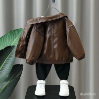 2774 Boys leather coat Spring and Autumn 2023 new baby trendy handsome fashionable spring clothes childrens jacket 08RMTH