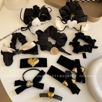 [COD] black bow hair clip headdress Dongdaemun design love net red new ring accessories female