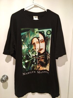 Vintage 1997 Marilyn Manson สวยคนเสื้อ T หายากมากขายร้อนแขน Boy ฝ้ายผู้ชายเสื้อยืด Top TeeS-5XL