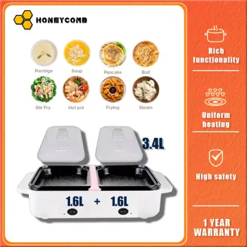 Smokeless Electric Grill and Hot Pot Combo Detachable Cooking Pan Non-Stick  BBQ Griddle and Shabu Shabu Pot Maifan Stone Coated