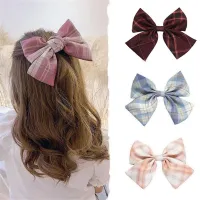 Elegant Bow Ribbon Hair Clip For Girls Fashion Plaid Fabric Bowknot Hair Pin Oversized Hair Barrettes JK Hair Accessories