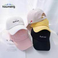 HOUMENG ปรับได้ อินเทรนด์ เย็บปักถักร้อย ป้องกันแสงแดด ฮิพฮอพ หัวใจ หมวกเบสบอลผู้หญิง หมวกกันแดดเกาหลี หมวกกีฬา จดหมาย