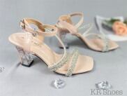 GIÀY SANDAL DA LỤA QUAI KIM TUYẾN BLING