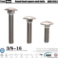 304 stainless steel American half round head (square) shelf bolt ANSI B18.5 mushroom head tray screw specification 3/8-16 Nails Screws  Fasteners