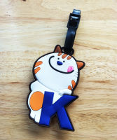 K Luggage Tag สีน้ำเงิน ป้ายติดกระเป๋าเดินทาง ป้ายห้อยกระเป๋านักเรียน ลายสัตว์พร้อมตัวอักษรภาษาอังกฤษ ด้านหลังเขียนชื่อที่อยู่เบอร์โทรได้