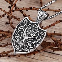 Nordic Vintage Celtic Knot Necklace For Men Stainless Steel Viking Deer Biker Pendant Animal Amulet Jewelry Gift Dropshipping
