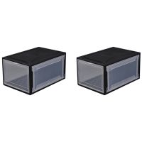 2X Plastic PP Translucent Shoe Box Multifunction Home Dust-Proof Drawer Combination Storage Boxes Men/Women Black