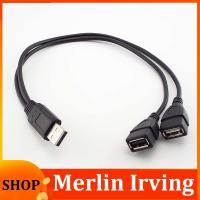 Merlin Irving Shop USB A-Male To 2 A-Female Power Adapter Converter USB 2.0 Male to Dual Y Splitter Cable  DC Charging Extension Cord