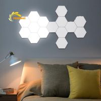 【LZ】△✷  Iluminação Nórdico Magnetic LED Night Lights Quantum Lamp Sensível ao Toque Sala de estar Quarto Modular Hexágonos Casa