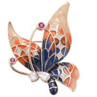 Butterfly Brooches For Women Rhinestone Blue Color Butterfly Insect Animal Brooch Pins For Suits Dress Banquet Pin