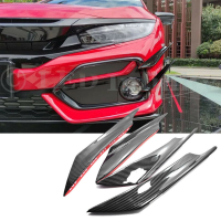 4xคาร์บอนไฟเบอร์กันชนหน้าDiffuser Lipครีบสปอยเลอร์รถยนต์สำหรับHonda Civic