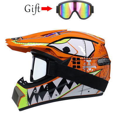 Motobiker Helmet DH Motorcycle Racing Helmet Off-road Downhill mountain helmet Suitable for kid with Goggle
