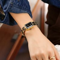 GUOU ancient European bracelet watch female 2022 simple niche square woven strap retro ladies watch 【QYUE】
