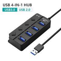 HUB USB 3.0 USB Splitter 2.0 4-in-1 USB อะแดปเตอร์หลายพอร์ตอิสระ Power SWITCH Extender 30 ซม.-Zaeiruie