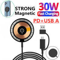 Original 30W Magnetic Wireless Charger Pad Fast Charging Station สำหรับ 14 13 12 11 Pro Max XR X XS Plus 8 USB C อุปกรณ์เสริม