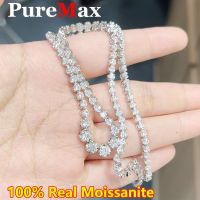 PureMax 4 Stone Moissanite Tennis Necklace for Women S925 Sterling Silver Luxury Full Diamond Quality Moissanite Jewelry Party Fashion Chain Necklaces